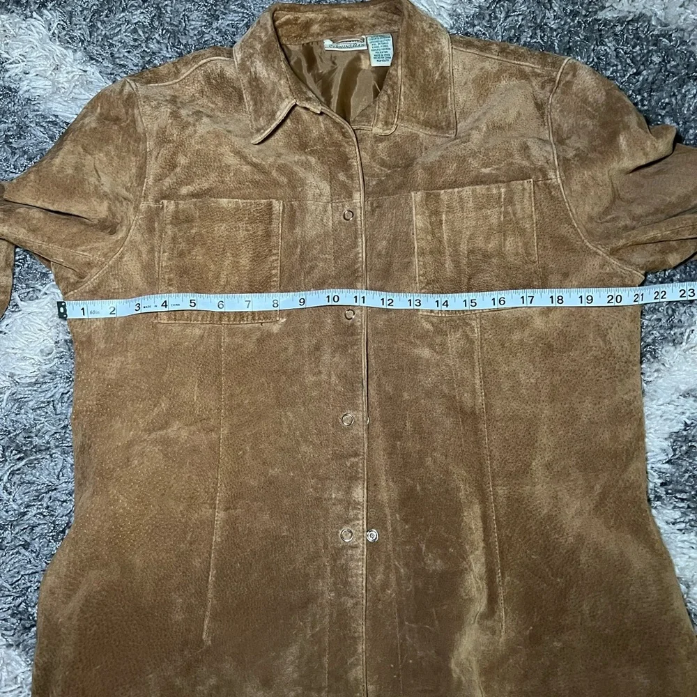 St. John's Bay Tan Genuine Leather Button Down Shirt - Picture 5 of 7